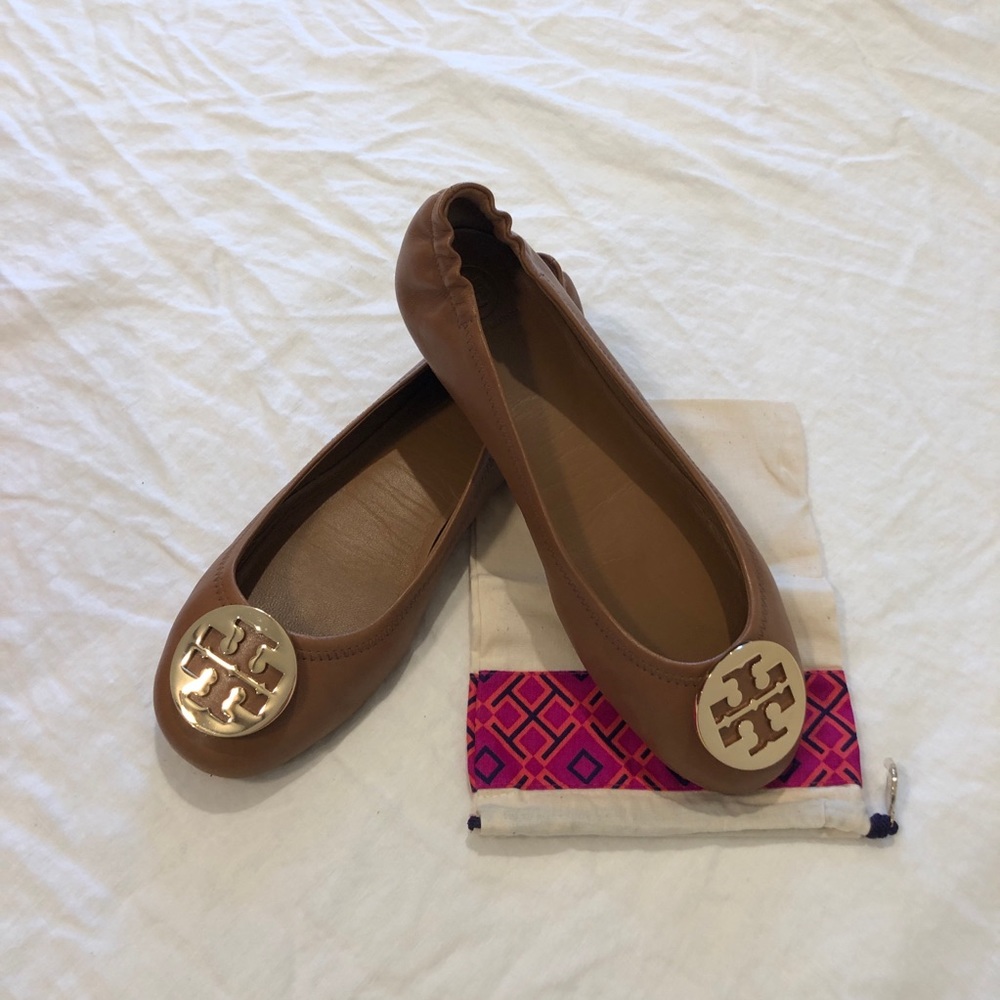 Tory Burch mini travel ballet royal tan and gold